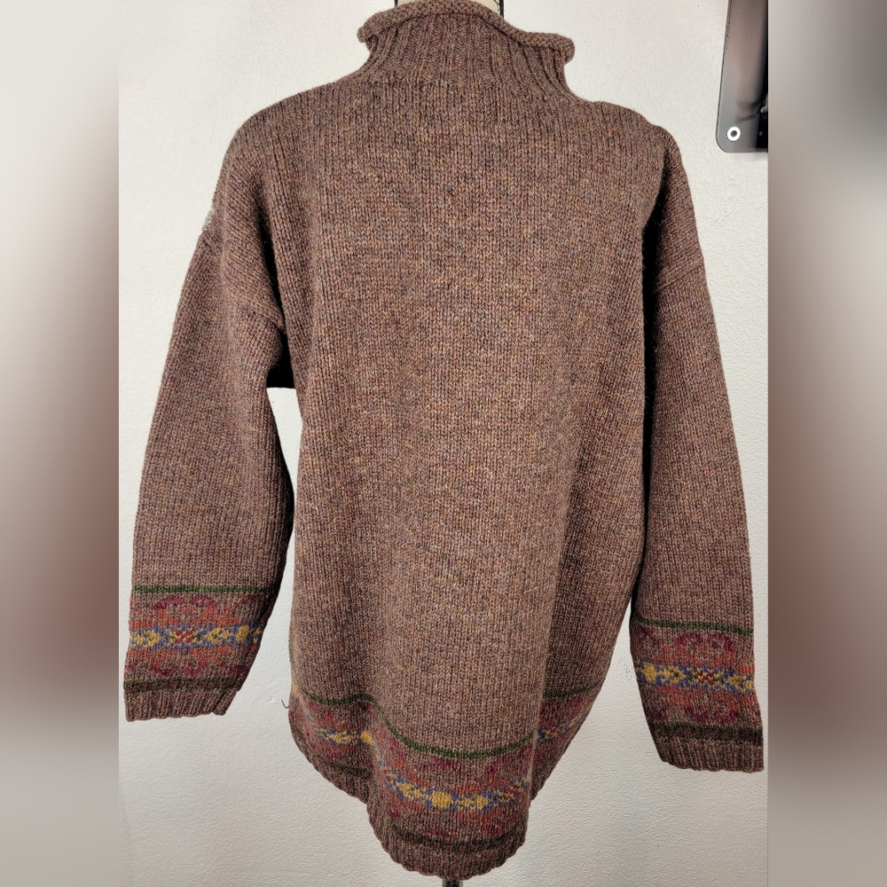Express Tricot Sweater Sz L Ribbed Embroidered Roll Neck Vintage - Picture 3 of 6